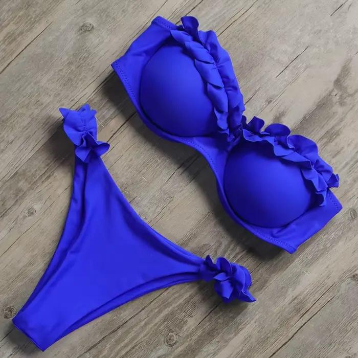 Ensemble de bikini Nowintwion léopard push-up bandeau pour femme style jeune plage vacances occasions spéciales