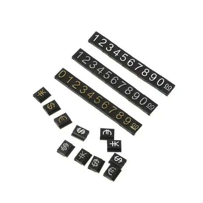 Kit d'étiquettes de prix réglables de comptoir $ Euro, bijoux de voiture, vêtements, affichage numérique des chiffres, Cube, signe, cadre de support de panneau en alliage