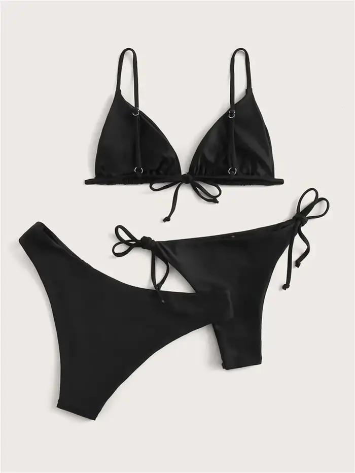 Bikini noir extrême maillot de bain Triangle Sexy String maillots