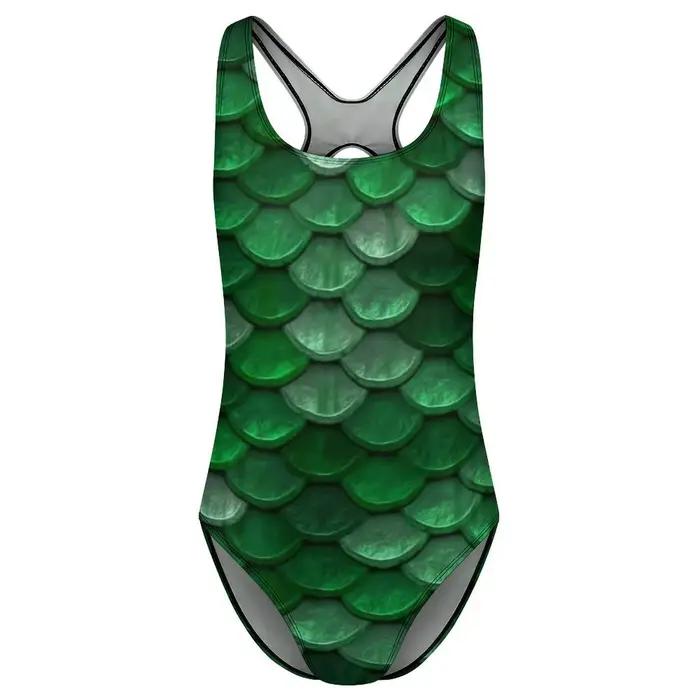 Maillot de bain en écailles de sirène vertes, Sexy, métallique, coloré, pour femmes, une pièce, tendance, body, surf, Push Up, découpé, Monokini