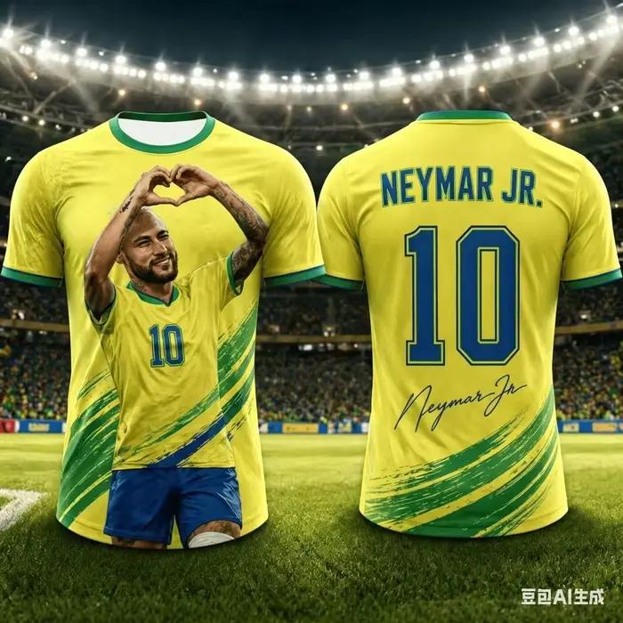 Jr # 10 T-shirts de football de l'équipe nationale du Brésil, T-shirt jaune et vert à manches courtes pour hommes et femmes