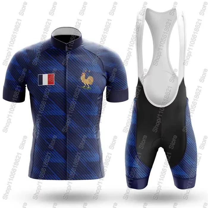 Ensemble Maillot et Cuissard de Cyclisme Équipe Nationale France 2026 pour Hommes – Tenue de Vélo de Route et VTT