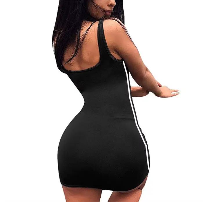 Robe fourreau décontractée pour femmes, bretelles Spaghetti, sans manches, Sexy, extensible, Slim, été, QT030