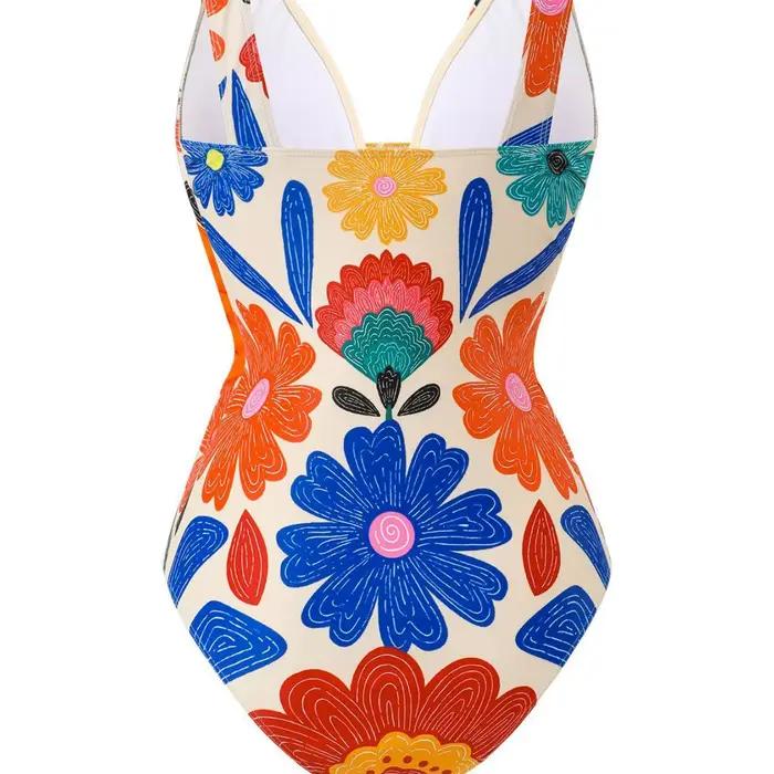 Nouvel ensemble de maillots de bain bohèmes imprimés pour femmes 2026 – Maillot de bain tendance avec short et pantalon long, maillot de bain une pièce très élastique