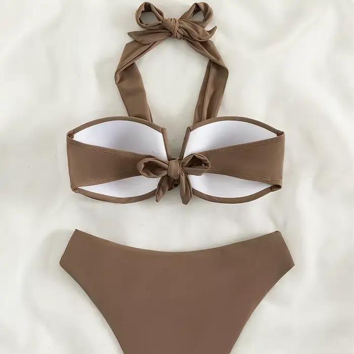Cikini-Twist Halter Push Up Bikini Maillot de bain pour femme