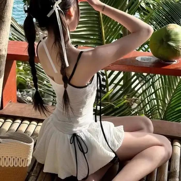 Maillot de bain une pièce élégant de style français pour femme