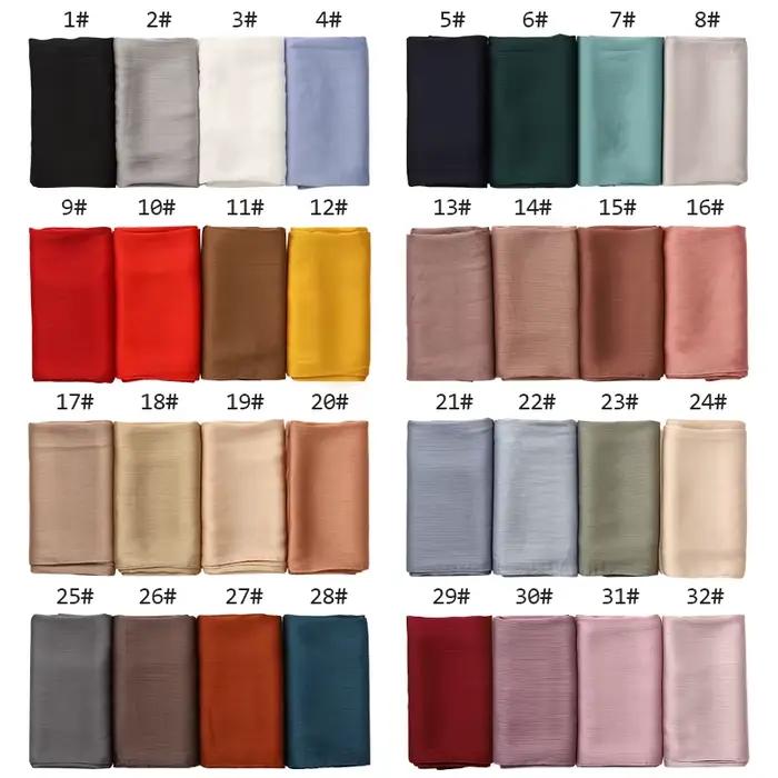 Écharpe Hijab en Satin Froissé pour Femme Musulmane, Châle en Mousseline de Soie, Uni, Respirant, Islam, Turban Plissé, Ramadan