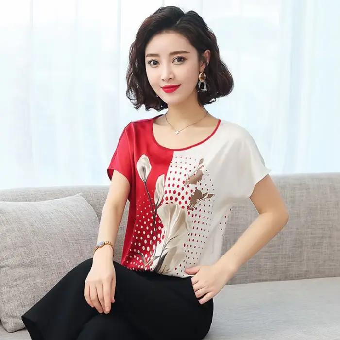 T-shirt à manches courtes pour femme, haut à rayures de couleur, ample, grande taille m-xxxxl