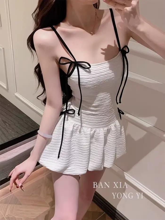 Maillot de bain une pièce camisole haut de gamme de style français pour femmes
