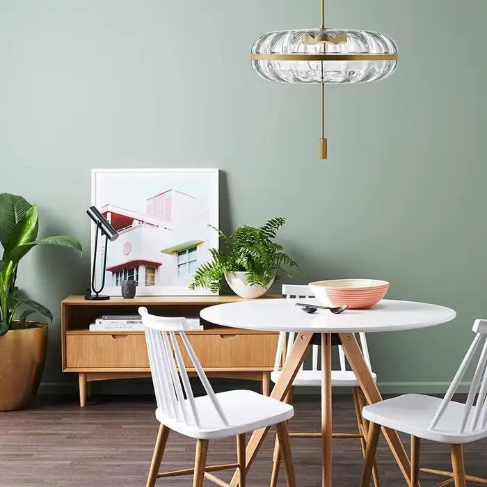 Luminaire suspendu de luxe post-moderne, design Jolie, ovale, effet vague d'eau, en verre nordique, style loft, luminaire suspendu pour îlot