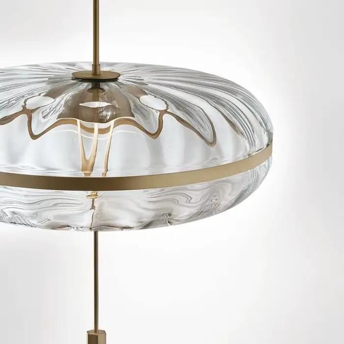 Luminaire suspendu de luxe post-moderne, design Jolie, ovale, effet vague d'eau, en verre nordique, style loft, luminaire suspendu pour îlot
