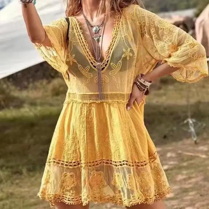 2025 Paréo de plage en dentelle, Tunique de maillot de bain pour femme