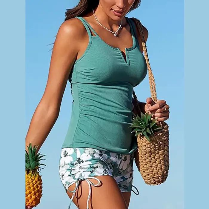 Maillots de bain tankini pour femmes à décolleté en V