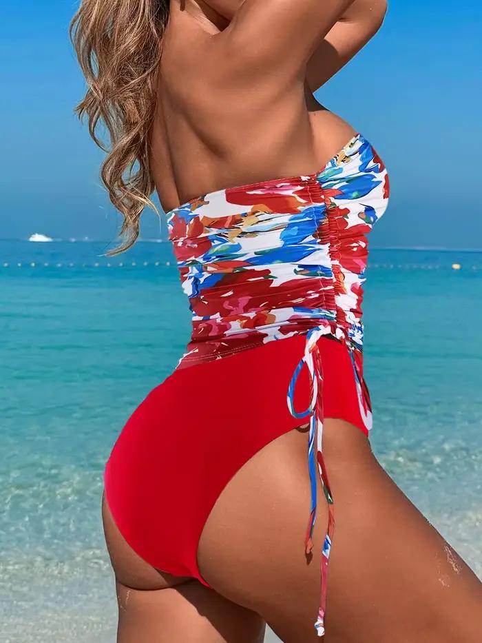 Maillot de Bain Deux Pièces Halter Taille Haute Imprimé Pour Femme Plage Natation Occasions Spéciales