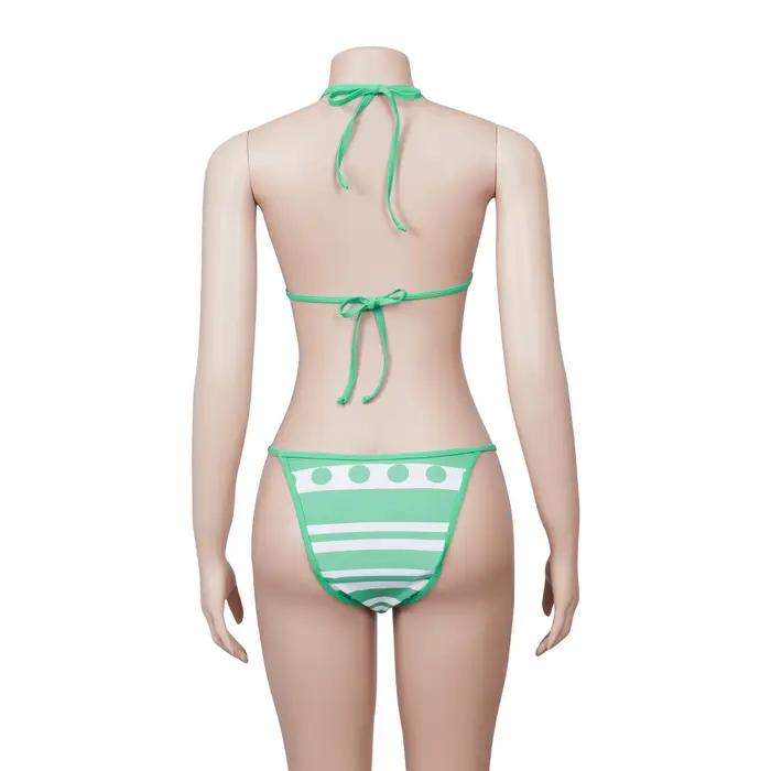 Maillot de bain sexy à col licou pour filles, costume de cosplay anime Nami, ensemble bikini, tenue de plage d'Halloween, maillots de bain imbibés