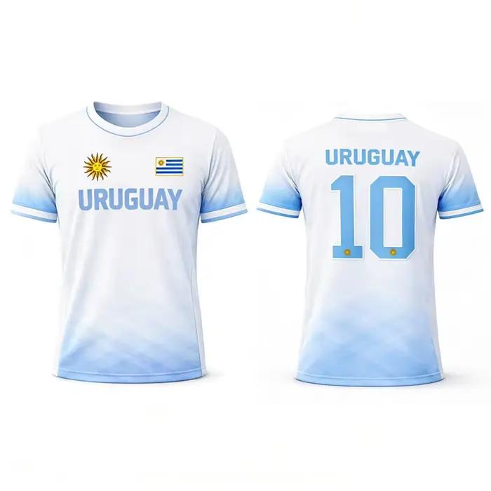 Équipe nationale d'Uruguay # 10 T-shirts de football, pour hommes et femmes, à séchage rapide, respirants, streetwear pour fans de football