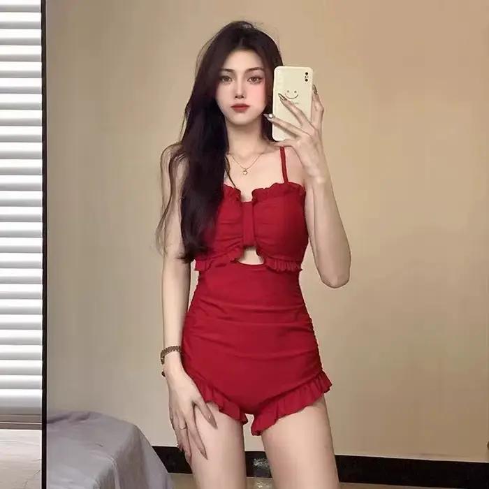 Nouveau Maillot de Bain Une Pièce Sexy à Volants Plissés pour Femme