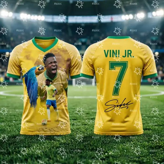 Maillot de football Brésil Vinicius Jr. 2026 – Tenue de match et d'entraînement – T-shirt sport d'été pour homme, vêtements pour enfant, tee-shirt Y2K pour femme