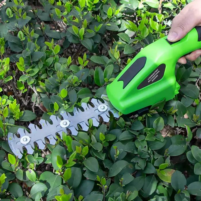 Taille-haie électrique sans fil 2-en-1 rechargeable, coupe-herbe électrique, scie de désherbage, cisaille à arbustes, sécateur de jardin