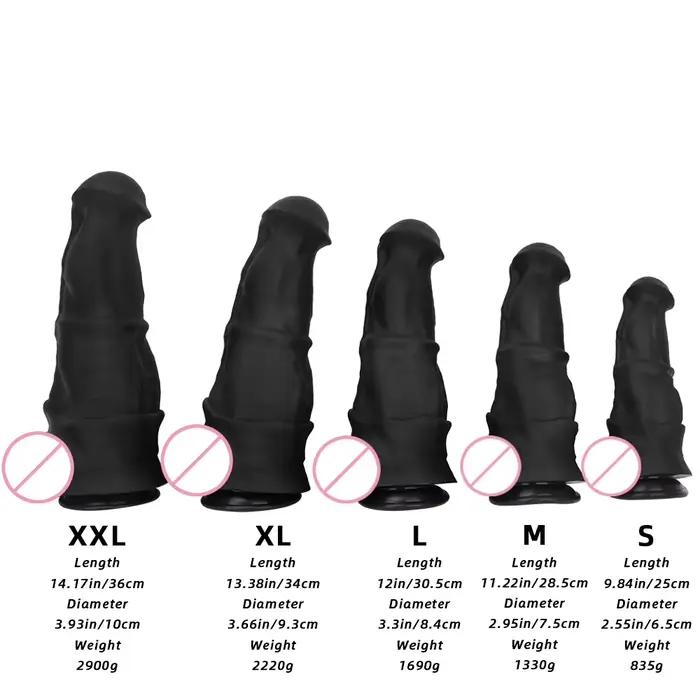 5 tailles de pénis cheval doré pour hommes et femmes avec Silicone souple grand dos Court Plug Anal dispositif de Masturbation Simulation