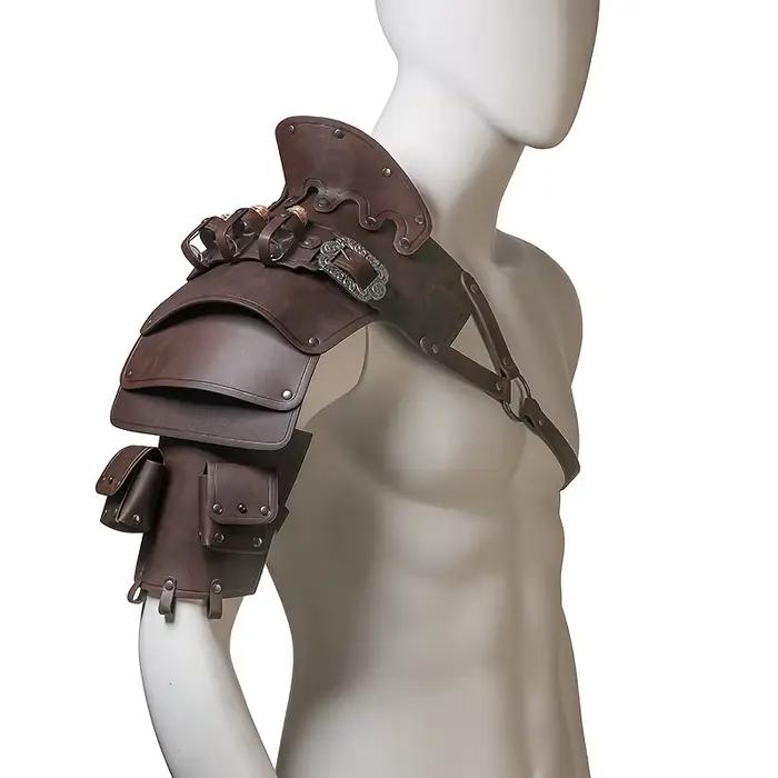 Armure médiévale à une épaule avec flacon d'alchimie, armure de pauldrons gothiques de Pirate en cuir, accessoire de Costume de combat de gladiateur