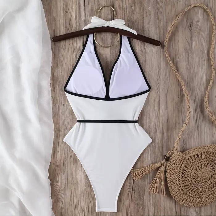 Maillot de bain une pièce fleuri 2025 nouveau licou maillot de bain bandeau femmes maillot de bain maillots de bain Monokini femme maillots de bain