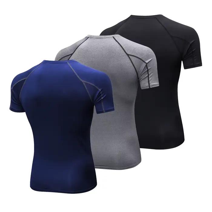 Sous-vêtements de compression à manches courtes pour hommes, séchage rapide, couche de base d'entraînement de gym, t-shirt de course, collants de sport athlétiques de basket-ball