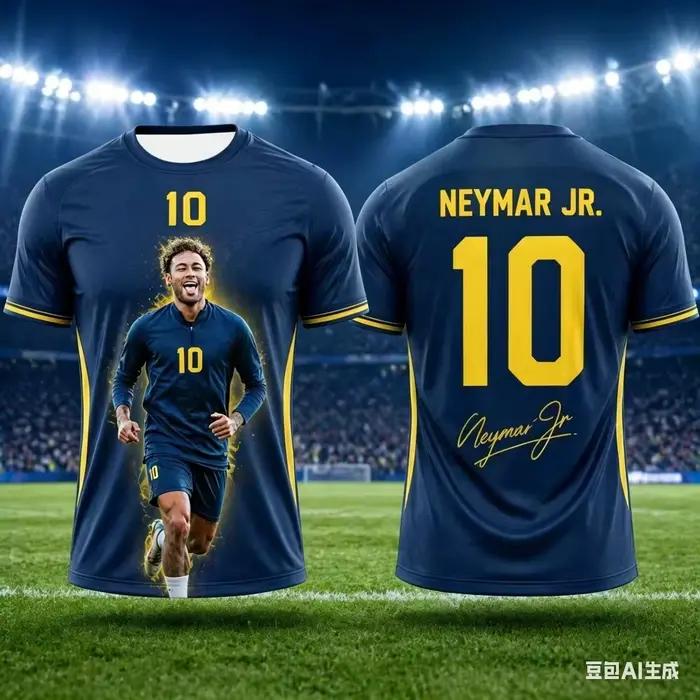Jr # 10 T-shirts de football de l'équipe nationale du Brésil, T-shirt jaune et vert à manches courtes pour hommes et femmes