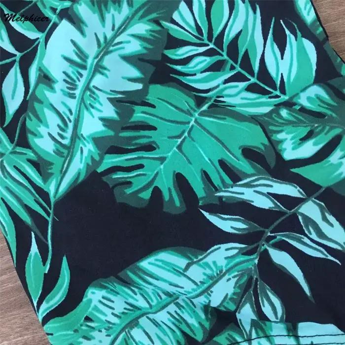 Maillot de bain une pièce imprimé feuilles vertes