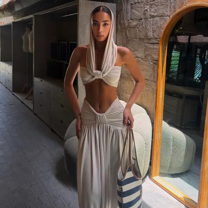 Bandeau 2 pièces Bikini 2026 Sexy Maillot de bain femme Robe de plage Ensemble