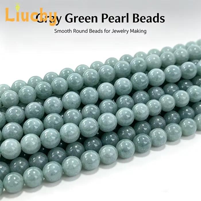 Pierre naturelle de jade vert de Birmanie, lisse, faite à la main pour la fabrication de bijoux, accessoires de bracelet porte-bonheur DIY, 15' en gros, 6/8/10/12MM