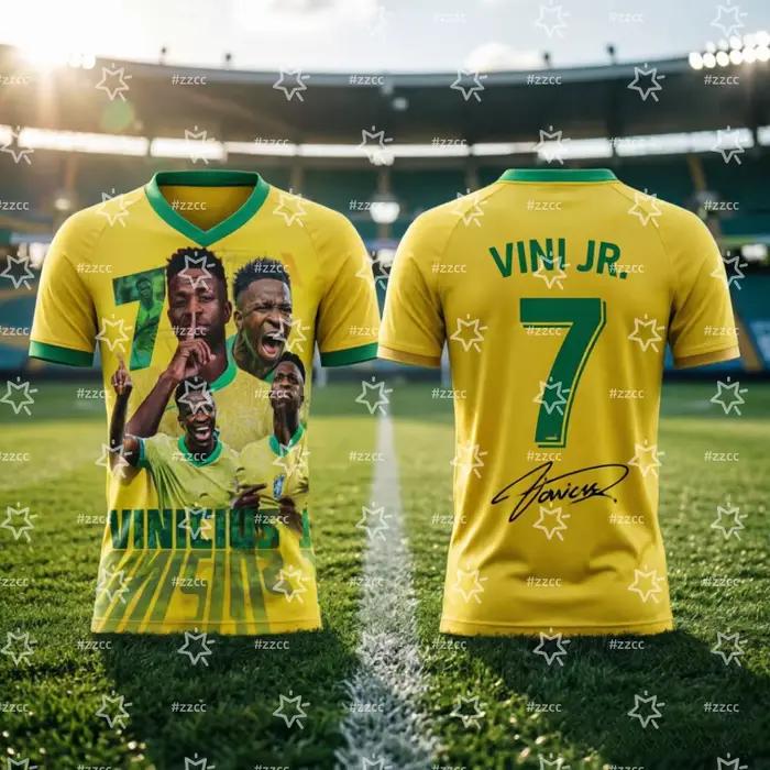Maillot de football Brésil Vinicius Jr. 2026 – Tenue de match et d'entraînement – T-shirt sport d'été pour homme, vêtements pour enfant, tee-shirt Y2K pour femme