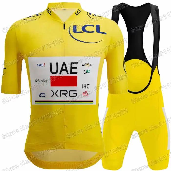 Maillot de Cyclisme UAE Team 2026 France Italy Tour TDF Critérium Du Dauphine,Vêtements de Cyclisme Jaune Slovénie Tadej Pogačar,Chemise de vélo de route,Cuissard à bretelles