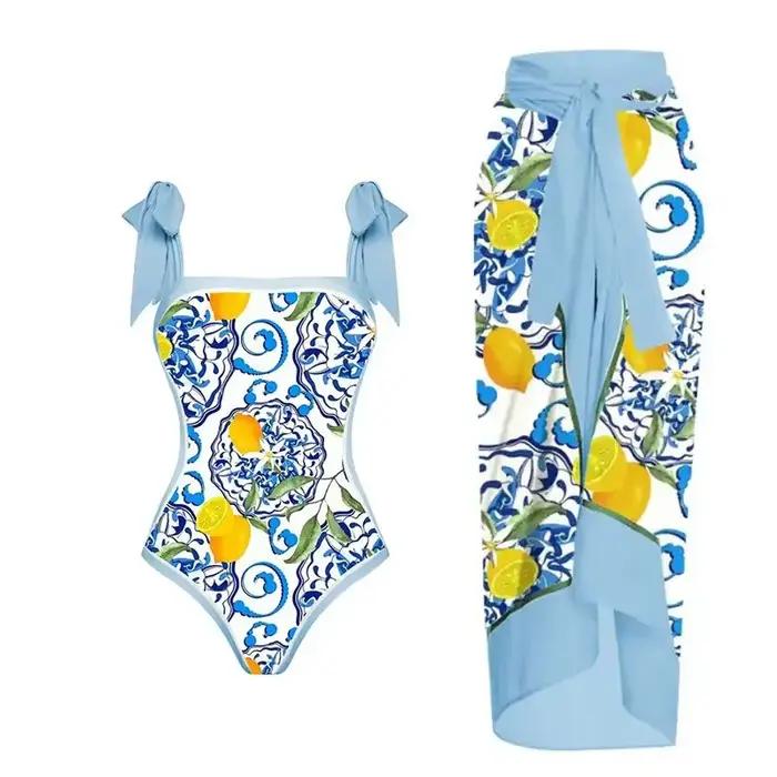 Maillot de bain une pièce avec jupe pour femme
