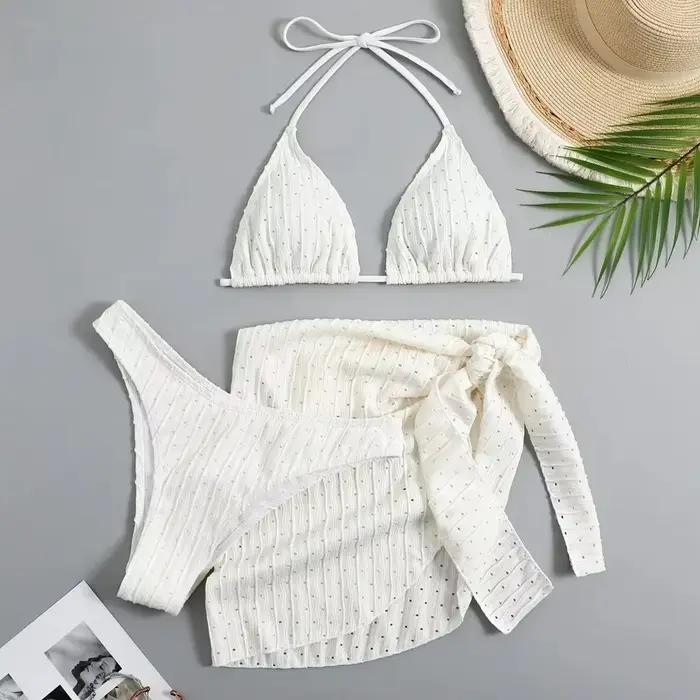 À la mode femmes 3 pièces licou Bikini ensemble Sexy string maillot de bain été