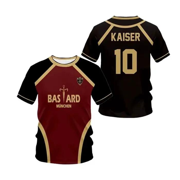 T-shirt de sport décontracté pour hommes et femmes, motif Futsal Jersey Vl Replika Blue Lock Anime Bastard Munich, été