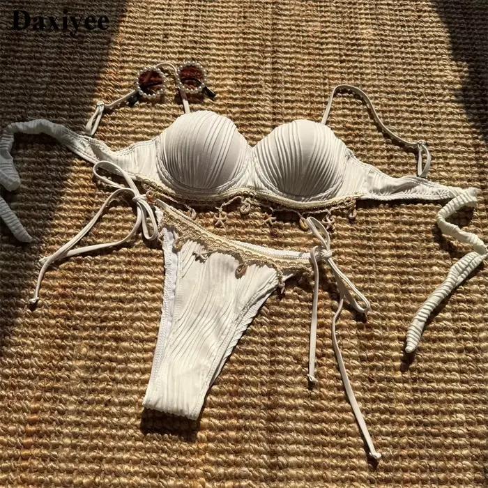 Sexy coquille étoile de mer décoration deux pièces Bikini ensemble femmes Push Up à armatures string maillot de bain