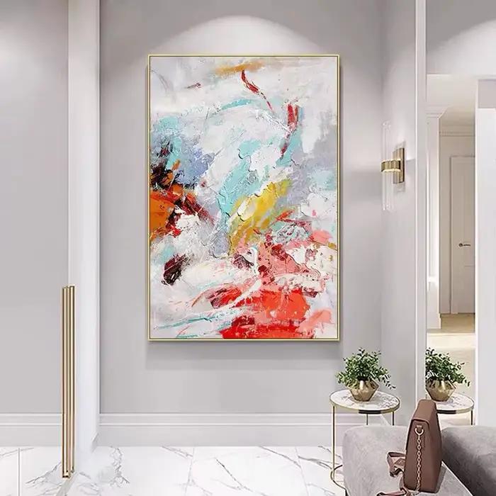 Grande peinture murale sur toile, texture abstraite, peinte à la main, peinture murale 3D colorée, décoration moderne pour la maison, œuvre d'art contemporaine