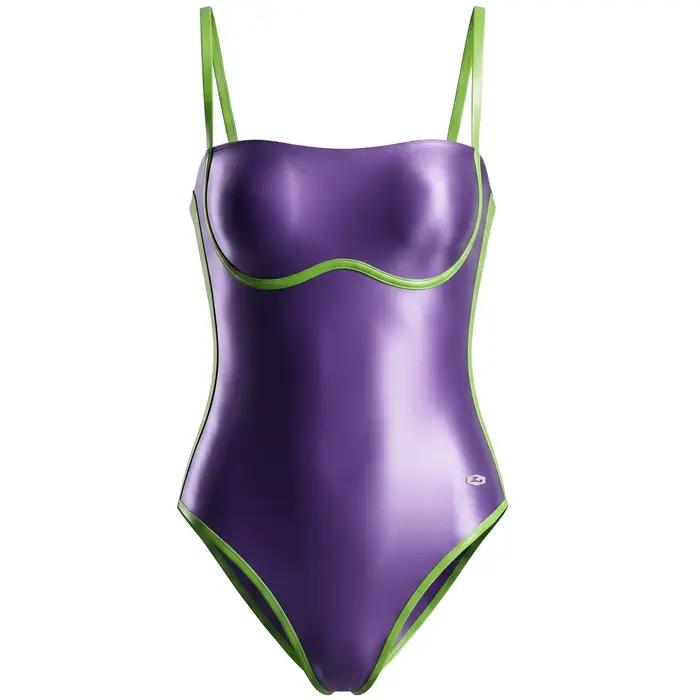 Maillot de bain une pièce LEOHEX pour femme, brillant et sans doublure, coupe haute amincissante, collection exclusive photographie