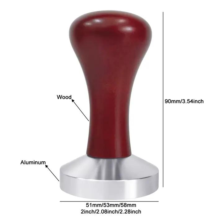 51mm 53mm 58mm Espresso Tamper Café Barista Base Plate Café Tampers Avec Manche En Bois