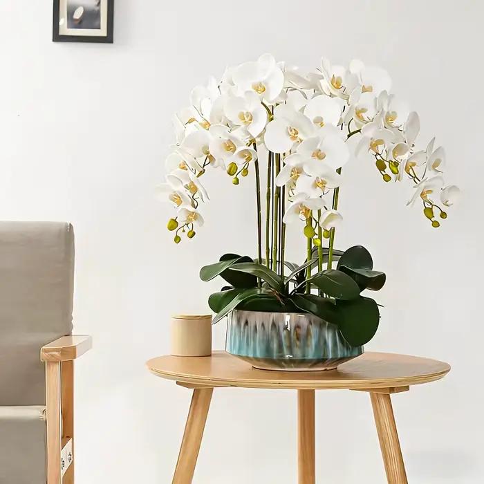 Orchidée Phalaenopsis Artificielle : Conception à Longue Tige Sans Entretien, Utilisation Toute Saison, Idéale pour la Décoration de la Maison, des Mariages ou des Bureaux