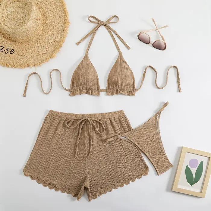 Ensemble de 3 pièces : Bikini string triangle 2026 pour femme