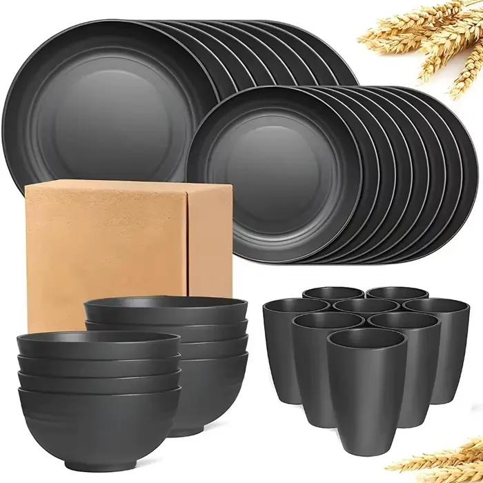Ensemble de vaisselle 16 pièces, assiettes, bols, tasses incluses pour la maison, Camping familial, pique-nique, fête, fournitures de cuisine, ensemble de vaisselle