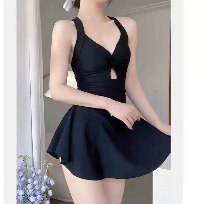 Maillot de bain une pièce rembourré noir et gris