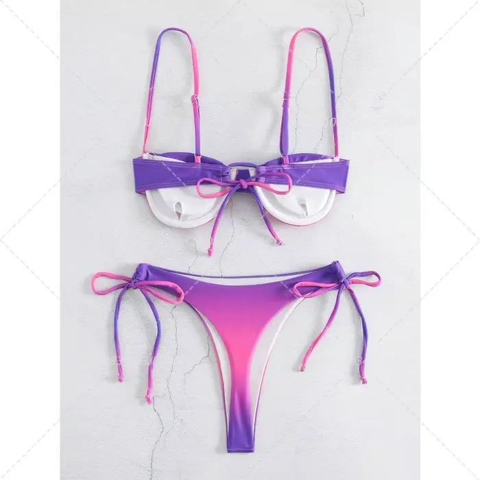Dégradé Orange Bikinis taille haute maillot de bain femmes maillots