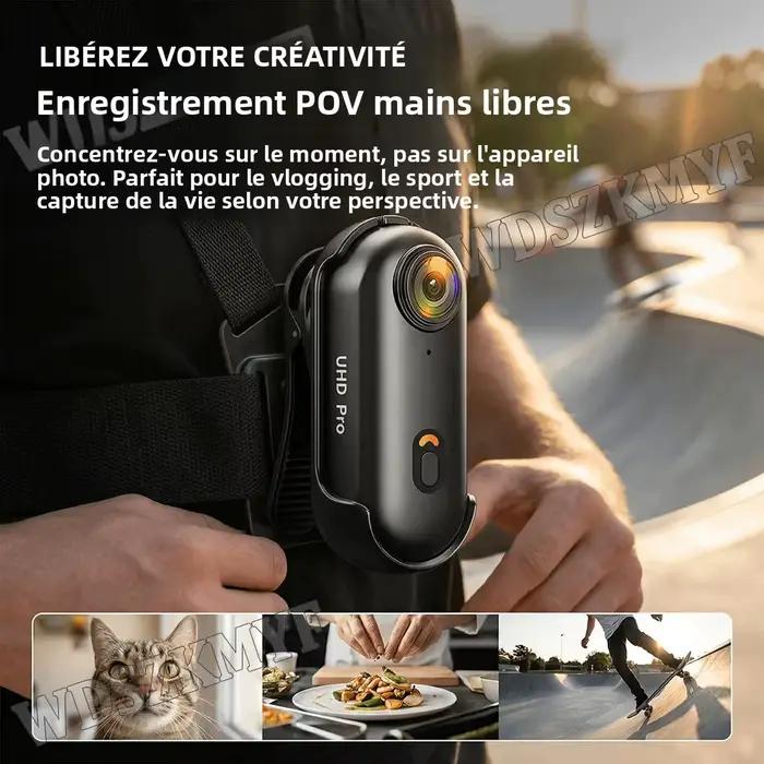 Mini caméra d'action 4K HD pour moto, légère, avec Wi-Fi, pour POV, sport routier, vélo, vlog et suivi d'animaux
