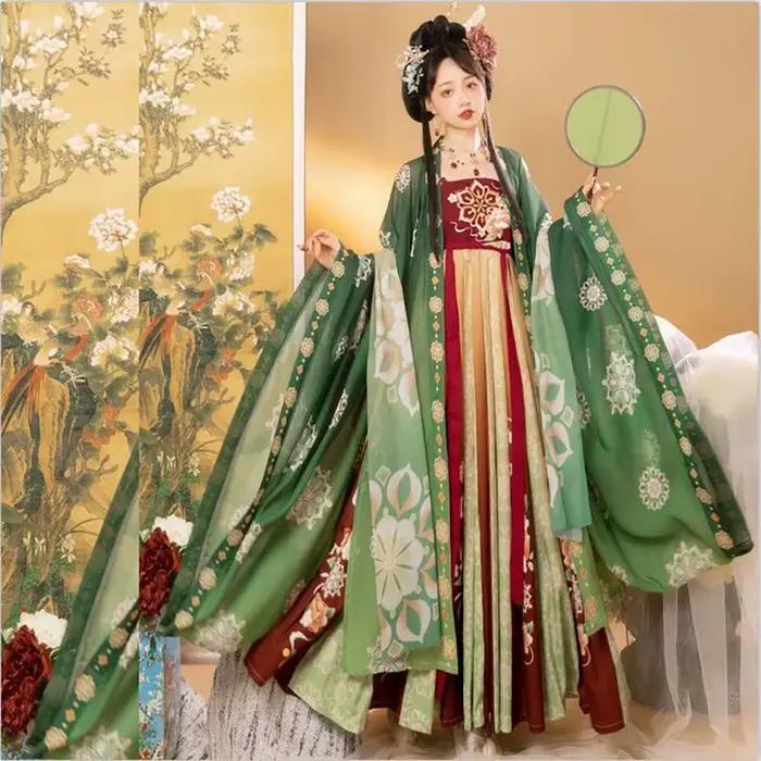 Robe Hanfu surdimensionnée 8XL pour femmes, Costume de carnaval Hanfu traditionnel chinois ancien, robe verte et rouge, grande taille 6XL