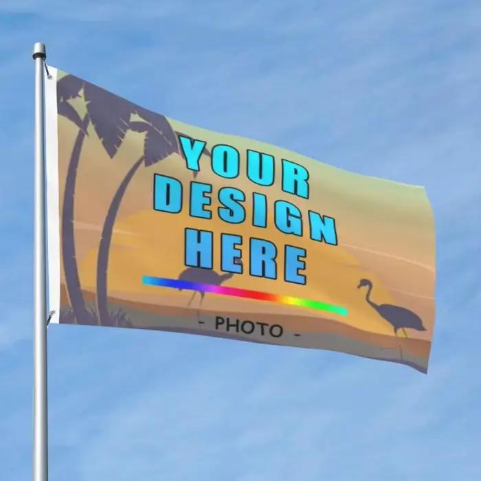 Drapeau publicitaire personnalisé de toutes tailles, adapté à une utilisation en intérieur/extérieur, facile à accrocher, idéal pour les fêtes d'anniversaire et autres événements.