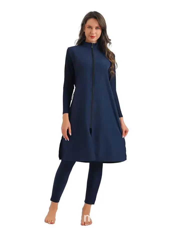 Musulman modeste Burkini femmes à manches longues maillot de bain imprimé couverture complète