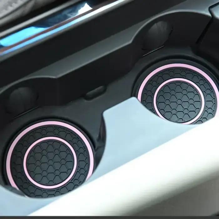 Nouveau tapis antidérapant 2 pièces, dessous de verre de voiture, porte-gobelet de voiture Durable, dessous de verre, Protection universelle anti-poussière pour l'intérieur de la voiture